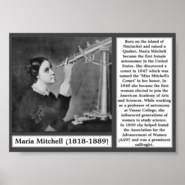 Poster Maria Mitchell Astrônomo Suffragista Cientista (Frente)