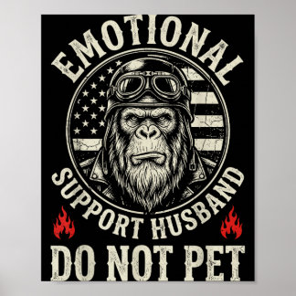 Poster Marido de apoio emocional não acaricie macaco engr