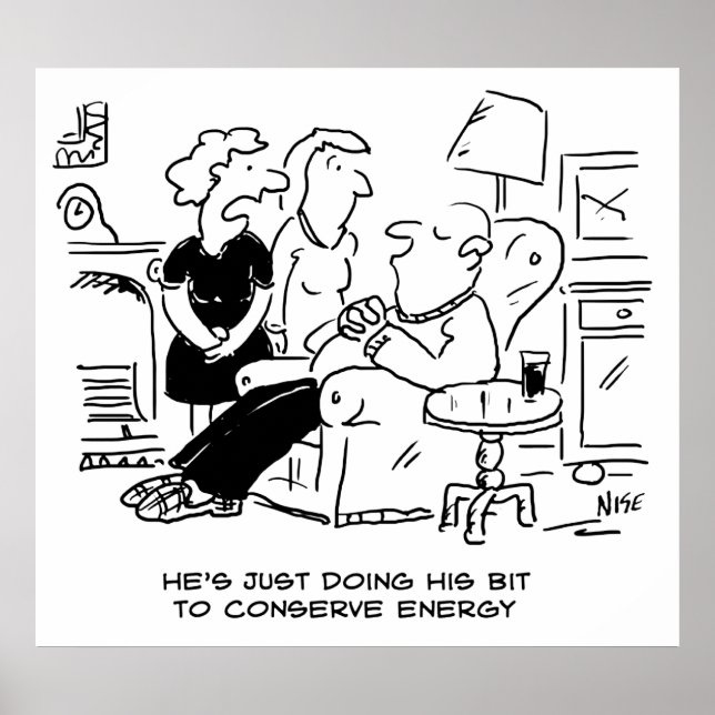 Pôster Marido dorme para economizar energia (Frente)