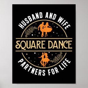Poster Marido E Esposa Cute Square Dancing Parceiro A Squ