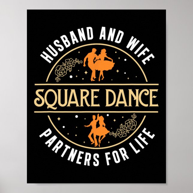 Poster Marido E Esposa Cute Square Dancing Parceiro A Squ (Frente)