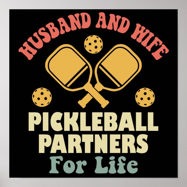 Poster Marido E Parceiros Esposos De Pickleball Para A Vi (Frente)