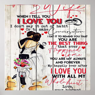Poster Marido Para Minha Esposa - Letra | Adorável presen