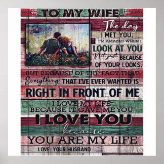 Poster Marido Para Minha Esposa - Letra | Presente de Cot