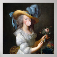 Marie Antoinette soprando um chiclete rosa