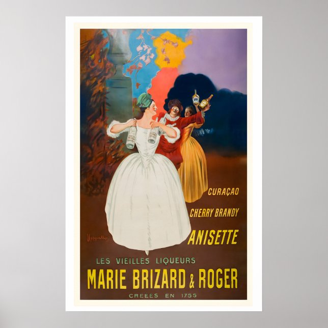 Poster Marie Brizard e Roger Anisette Cherry Brandy e (Frente)