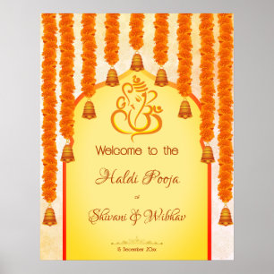 Poster Marigold garlands Haldi Ganesh pooja