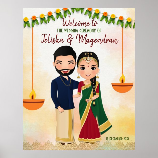 Poster Marigold garlands Símbolo de boas-vindas ao casame (Frente)