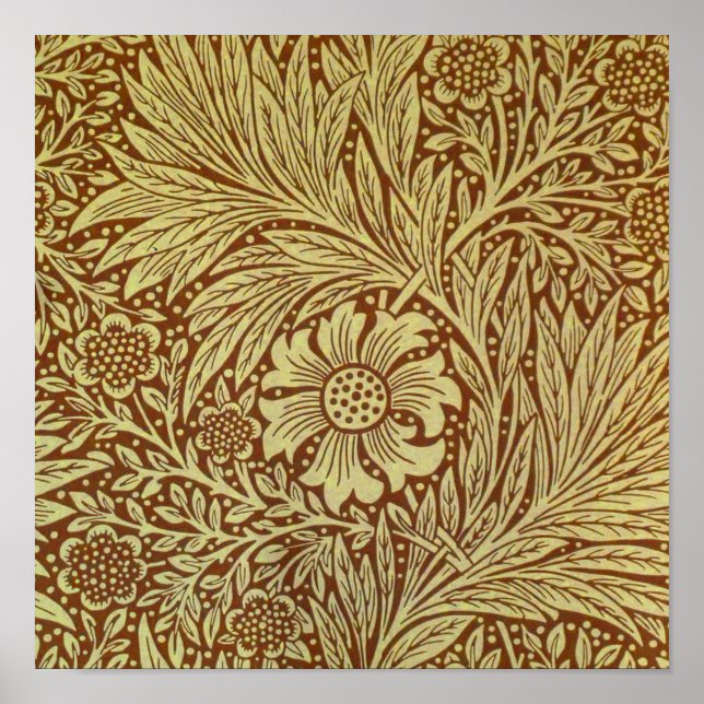 Poster Marigold William Morris Padrão Antiquado da Flor (Frente)