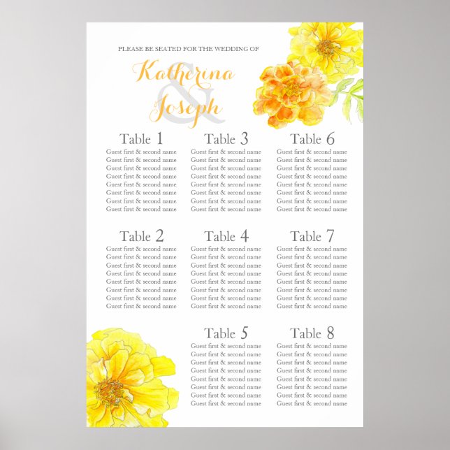 Poster Marigold yellow Weding Mesa Planner 1-8 (Frente)