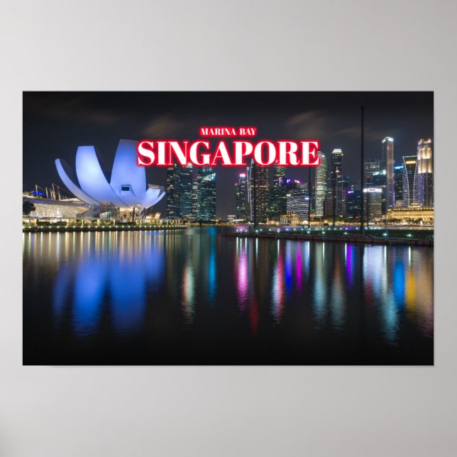 Poster Marina Bay na Noite 3 - Singapura (Frente)