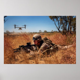 Poster Marine protege a zona de aterrissagem