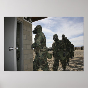Pôster Marines and Sailors file into the gas chamber