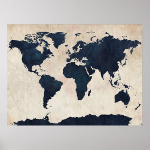 Poster Marinho afligido mapa do mundo