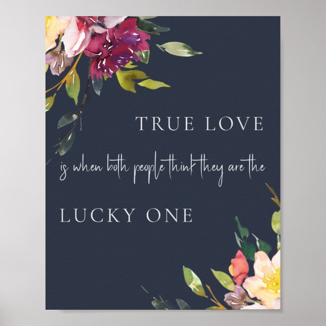 Poster Marinho Amarelo Blush Burgundy Floral True Love So (Frente)