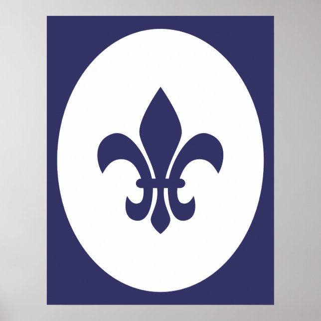 Pôster Marinho Azul Antiga Borda Oval Flutuada Silhoule (Frente)