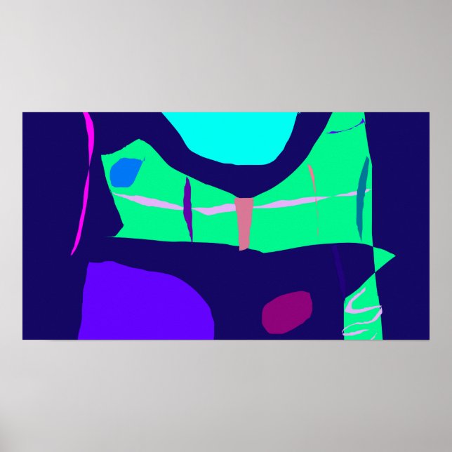 Pôster Marinho Azul Bela Duração Distante Lua Solidez (Frente)