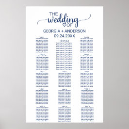 Pôster Marinho Azul Caligrafia Mesa