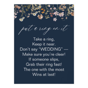 Pôster Marinho azul Coloque um toque no jogo do Chá de pa