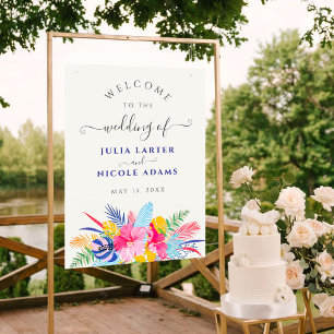 Poster Marinho Azul, Cor-de-rosa, Floresta de Chuva Selva