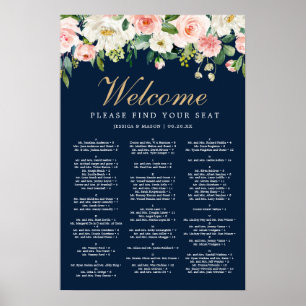 Poster Marinho Azul Dourado Blush Sinal de Gráfico de Ca