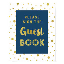 Marinho Azul Dourado Confetti Símbolo de Casamento