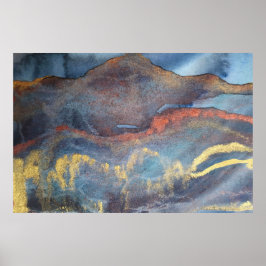 Poster Marinho Azul e Dourado Marble Marble Modern Abstra