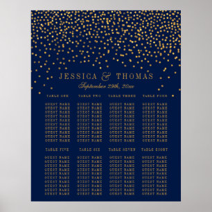 Poster Marinho Azul e Glam Dourado Confetti