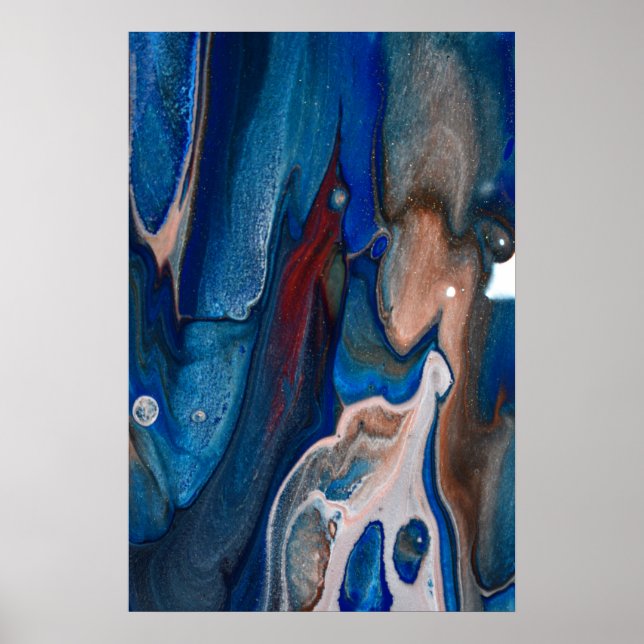 Poster Marinho Azul Escuro Abstrato strições Metálicas Ar (Frente)