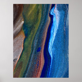 Poster Marinho Azul Escuro Abstrato strições Metálicas Ar