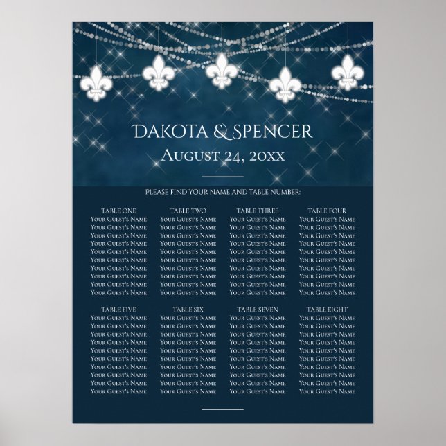 Poster Marinho Azul Fleur de Lis Fairy Light | Organogram (Frente)