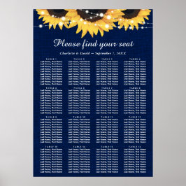 Poster Marinho Azul Girassol Plano de Casamento 16