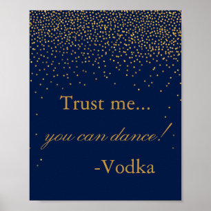 Poster Marinho Azul & Glam Dourado Sinalizador de Festa d