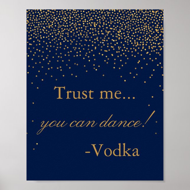 Poster Marinho Azul & Glam Dourado Sinalizador de Festa d (Frente)