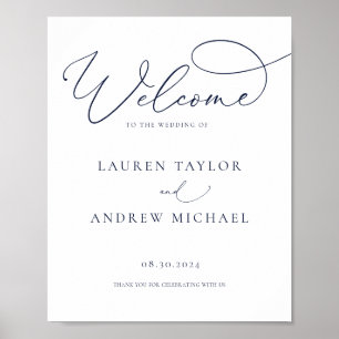 Poster Marinho Azul Minimalista Bem-vindo ao Nosso Sinal 