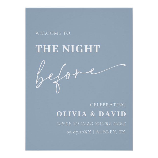 Pôster Marinho Azul Na Noite Antes Do Teste Sinal De Jant (Frente)