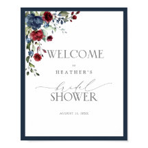 Marinho Blue Burgundy Chá Watercolor