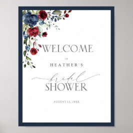 Poster Marinho Blue Burgundy Chá Watercolor