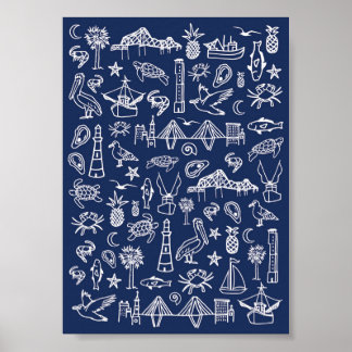 Poster Marinho Blue Charleston Toile Mini