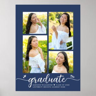 Poster Marinho Blue Graduation 4 Photo Script Heart Girly