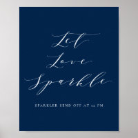 Marinho Blue Script Let Love Sparkle Weds