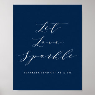 Poster Marinho Blue Script Let Love Sparkle Weds