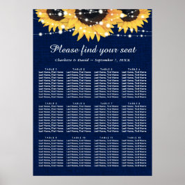 Poster Marinho Blue Sunflower Wedding Seating Plan 12