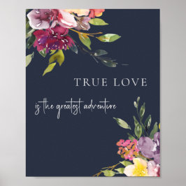 Poster Marinho Blush Burgundy Floral True Love Adventure
