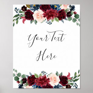 Poster Marinho Borboleta Floral Personalizada