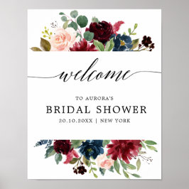 Poster Marinho Burgundy Chá de panela Blush Bem-vindo