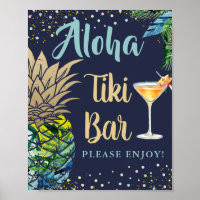 Marinho de abacaxi tropical Blue Hawaii Tiki Sinal