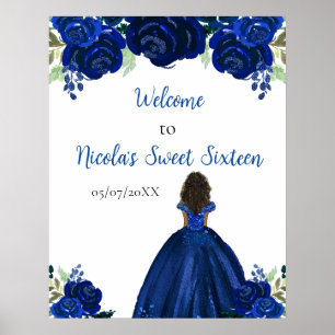 Poster Marinho de pele escura Princesa Azul Doce Sessenta