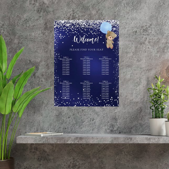 Poster marinho de ursinho chá de fraldas (Criador carregado)