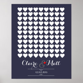 Poster marinho do livro de convidados do carinho